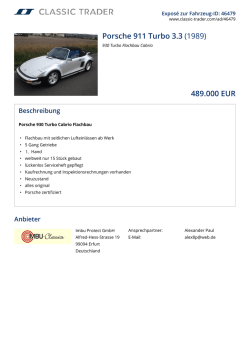 Porsche 911 Turbo 3.3 (1989) 489.000 EUR