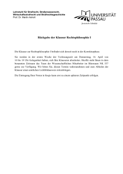 R&uuml;ckgabe der Klausur Rechtsphilosophie I
