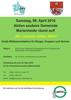 Samstag, 09. April 2016 Aktion saubere Gemeinde Marienheide