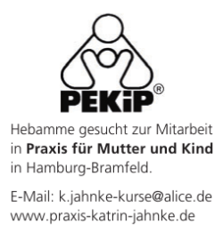 Hebamme gesucht zur Mitarbeit in Praxis f&uuml;r Mutter und Kind in