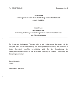 DS141 B Beschluss Fl&uuml;chtlingssituation