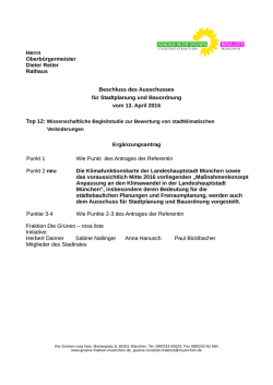 Herrn Oberb&uuml;rgermeister Dieter Reiter Rathaus Beschluss des