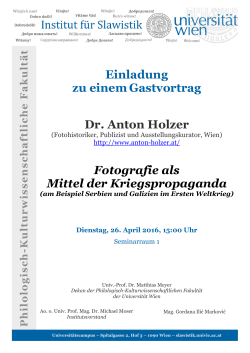 Einladung zu einemGastvortrag Dr. Anton Holzer