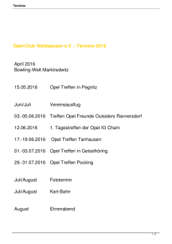 Opel-Club Waldsassen e.V. - Termine 2016 April 2016 Bowling