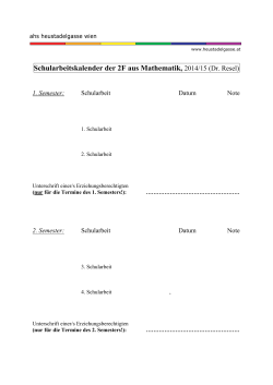 Schularbeitskalender der 2F aus Mathematik, 2014/15 (Dr. Resel)