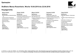 Speiseplan StuBistro Mensa Rosenheim, Woche 18.04.2016 bis