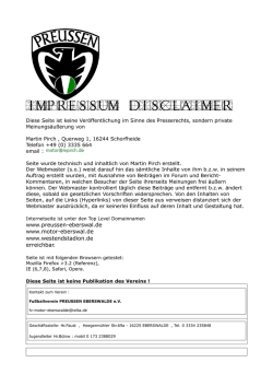 Imprint  - PREUSSEN | Eberswalde Fanseite