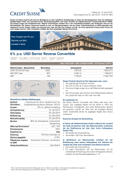 6% p.a. USD Barrier Reverse Convertible SMI®, EURO STOXX 50