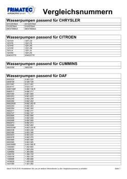 Vergleichsnummern Wasserpumpen LKW
