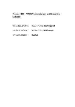 Termine HEES + PETERS Veranstaltungen und Lieferanten