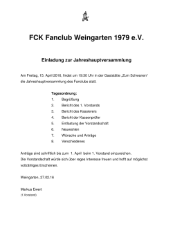 Jahreshauptversammlung 2016 Einladung