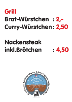 Grill Brat-W&uuml;rstchen Curry-W&uuml;rstchen Nackensteak inkl.Br&ouml;tchen