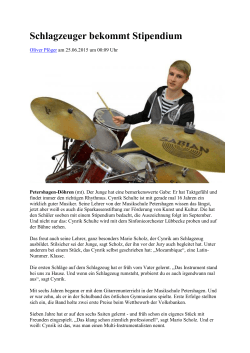 Schlagzeuger bekommt Stipendium