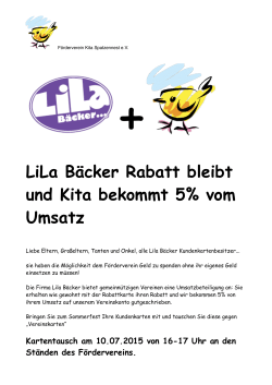 LiLa Bäcker Rabatt bleibt und Kita bekommt 5% vom Umsatz