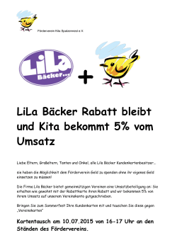 LiLa B&auml;cker Rabatt bleibt und Kita bekommt 5% vom Umsatz