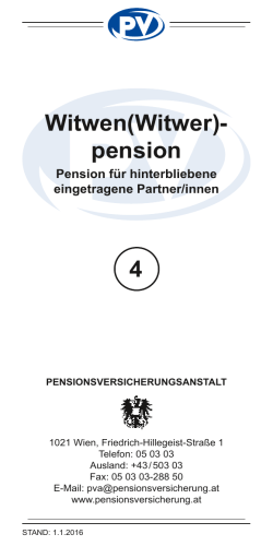 Witwen(Witwer)pension Pension für hinterbliebene eingetragene