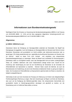 Informationen zum Bundesreisekostengesetz (BRKG)