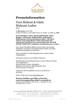 Presseinformation Toni Mahoni & Gäste Mahonis Laden