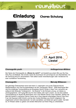 Einladung Choreo Schulung 17. April 2016 Liestal