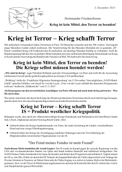 Krieg ist Terror - Dortmunder Friedensforum
