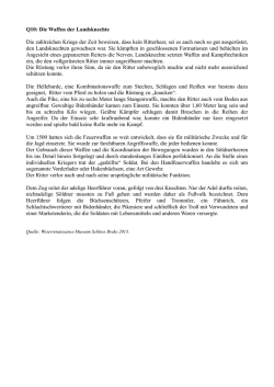 Q10: Die Waffen der Landsknechte Die zahlreichen Kriege der Zeit