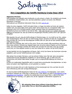Ihre Liegeplätze der Schiffe Hamburg Cruise Days 2015