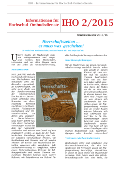 IHO-Newsletter Wintersemester 2015/16