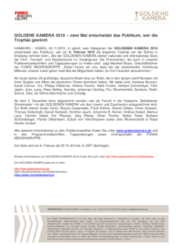 GOLDENE KAMERA 2016 - Funke Mediengruppe
