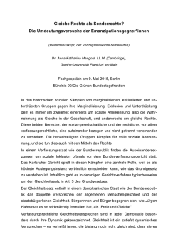 Gleiche Rechte als Sonderrechte? Die Umdeutungsversuche der