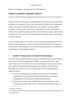 Gleiche Gesundheit, ungleiche Chancen