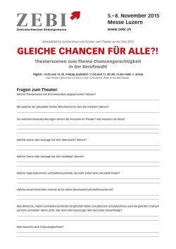 GLEICHE CHANCEN F&Uuml;R ALLE?!