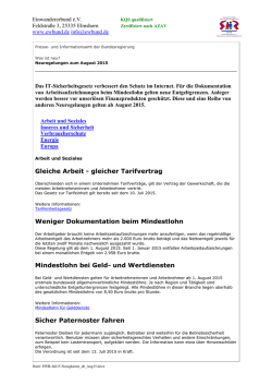 Gleiche Arbeit - gleicher Tarifvertrag Weniger Dokumentation beim