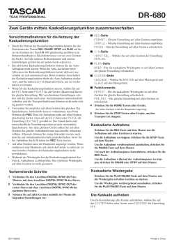 Handbuch-Ergänzung zur Kaskadierungsfunktion