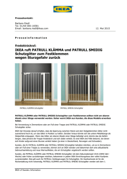 IKEA ruft PATRULL KL&Auml;MMA und PATRULL SMIDIG Schutzgitter