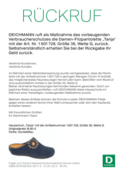 DEICHMANN ruft als Maßnahme des vorbeugenden