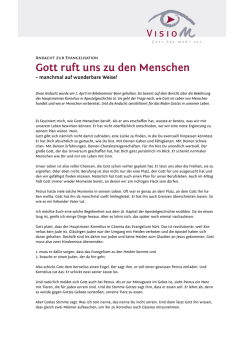 Gott ruft uns zu den Menschen