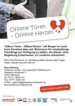 "Offene Türen – Offene Herzen“ ruft Bürger im Land