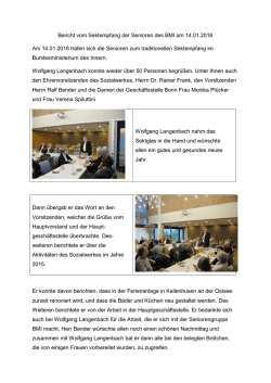 Bericht vom Sektempfang der Senioren des BMI am 14.01.2016 Am