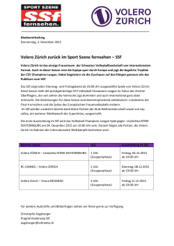 Medienmitteilung: Volero Zürich zurück im Sport Szene