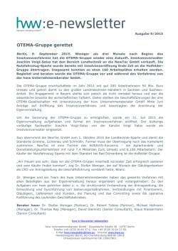 hww e-Newsletter 9/2015: OTEMA