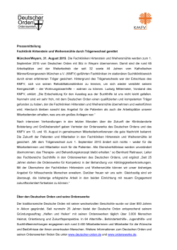 Pressemitteilung Fachklinik Hirtenstein und Weihersmühle