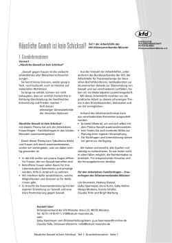 H&auml;usliche Gewalt ist kein Schicksal! Teil 1 der Arbeitshilfe des