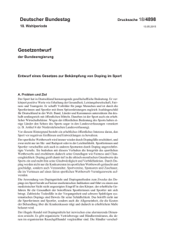 Entwurf eines Gesetzes zur Bekämpfung von Doping im Sport