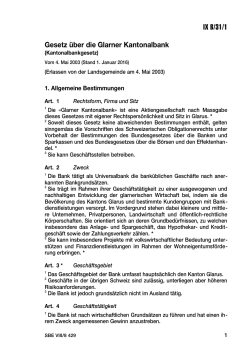 Gesetz über die Glarner Kantonalbank (Kantonalbankgesetz)