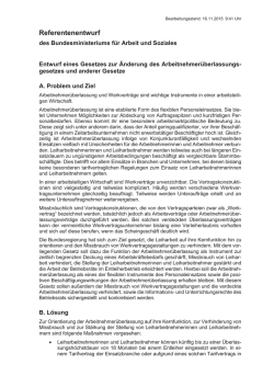 Entwurf eines Gesetzes zur Änderung des AÜG