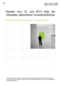 Gesetz vom 12. Juli 2013 &uuml;ber die Verwalter alternativer