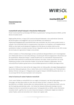 montanSOLAR verkauft Solarpark in Neunkirchen
