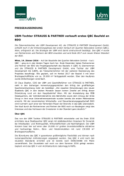 UBM-Tochter STRAUSS & PARTNER verkauft erstes QBC Baufeld