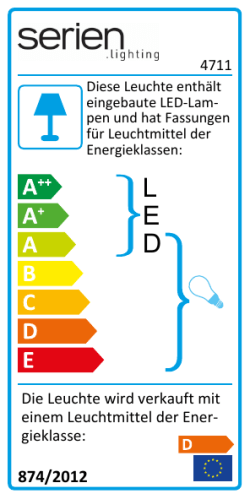 Die Leuchte wird verkauft mit einem Leuchtmittel der Ener