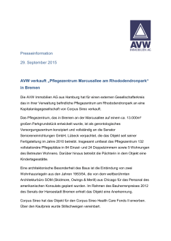 Presseinformation 29. September 2015 AVW verkauft